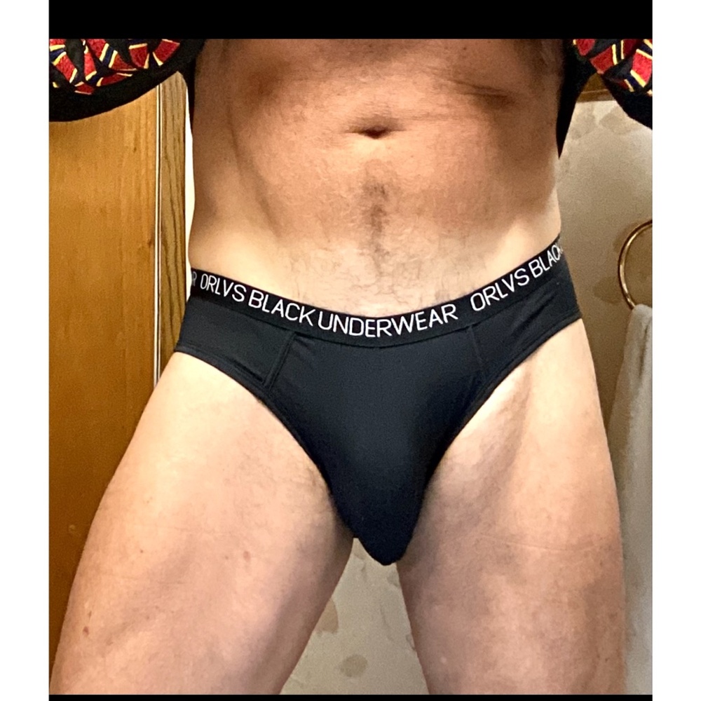 Black brief, with white lettering on waist band, great material super sofr